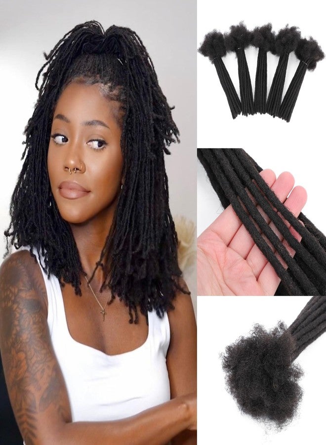 Vlliyava 0.2 cm Width 14 Inch 30 Strands Human Hair Loc Extensions, Natural Black 100% Full Handmade Permanent Real Human Hair Dreadlock Extensions for Women/Men/Kids Can Be Dyed Bleached Curled Twisted - Image 1
