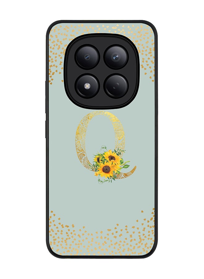 For Xiaomi Redmi Note 15 Pro 4G Case,Slim fit Camera Protection, Shockproof Thin Phone cover  - Custom Floral Monogram - Q  (Light Grey )