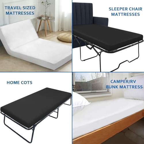 Coldwind Cot Sheets 31" x 75", Cot Size Sheet Fitted with Narrow Twin/Camp Bunk/Rvs Bunk/Guest Beds/Army Cots/Trifold Mattress, Super Soft Breathable Microfiber Bed Cover, Bottom Sheet, Black - Image 5