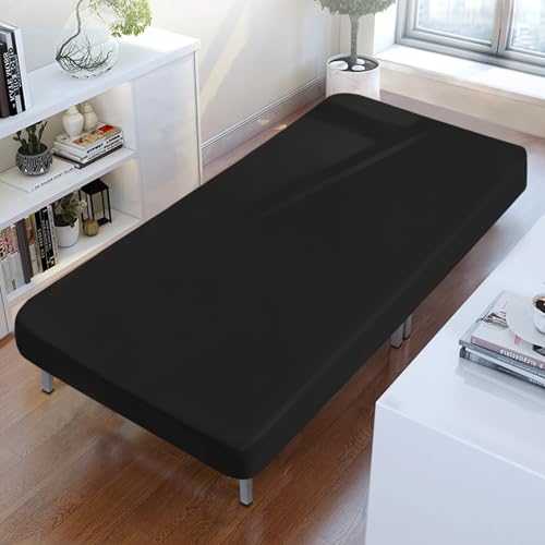 Coldwind Cot Sheets 31" x 75", Cot Size Sheet Fitted with Narrow Twin/Camp Bunk/Rvs Bunk/Guest Beds/Army Cots/Trifold Mattress, Super Soft Breathable Microfiber Bed Cover, Bottom Sheet, Black - Image 1