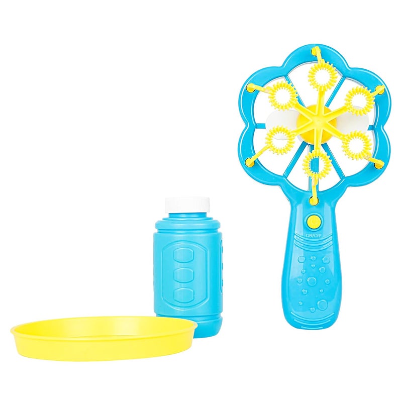 Hamleys لعبة نفخ الفقاعات فلورا مع 1 عبوة من محلول الفقاعات | لعبة فقاعات للعب الممتع في الداخل/الخارج لجهاز فقاعات للأطفال 3 سنوات فما فوق | مثالية لحفلات عيد الميلاد والمرح في الهواء الطلق في الصيف أو الحفلات باللون الأزرق - Image 2