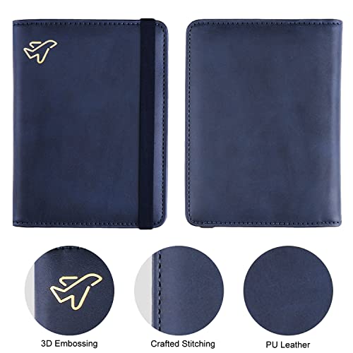 WALNEW حافظة جواز سفر WALNEW للسفر، غطاء جواز سفر RFID لمحفظة النساء والرجال، حافظة كتاب جواز سفر جلد PU مع قلم، مستلزمات السفر للطيران - Image 2