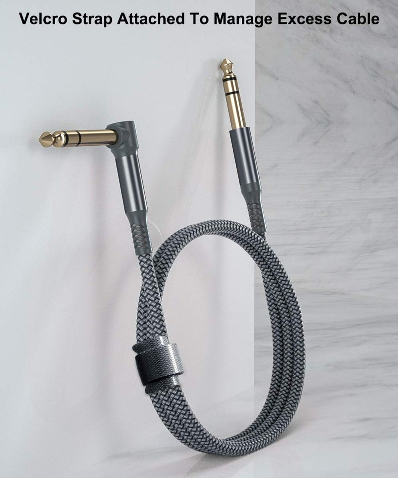 Elebase 1/4 Inch TRS Instrument Cable 15ft 2-Pack,Right-Angled to Straight 6.35mm Male Jack Stereo Audio Cord,6.35 Balanced Interconnect Line for Electric Guitar,Bass,Keyboard,Mixer,Amplifier,Speaker - Image 5