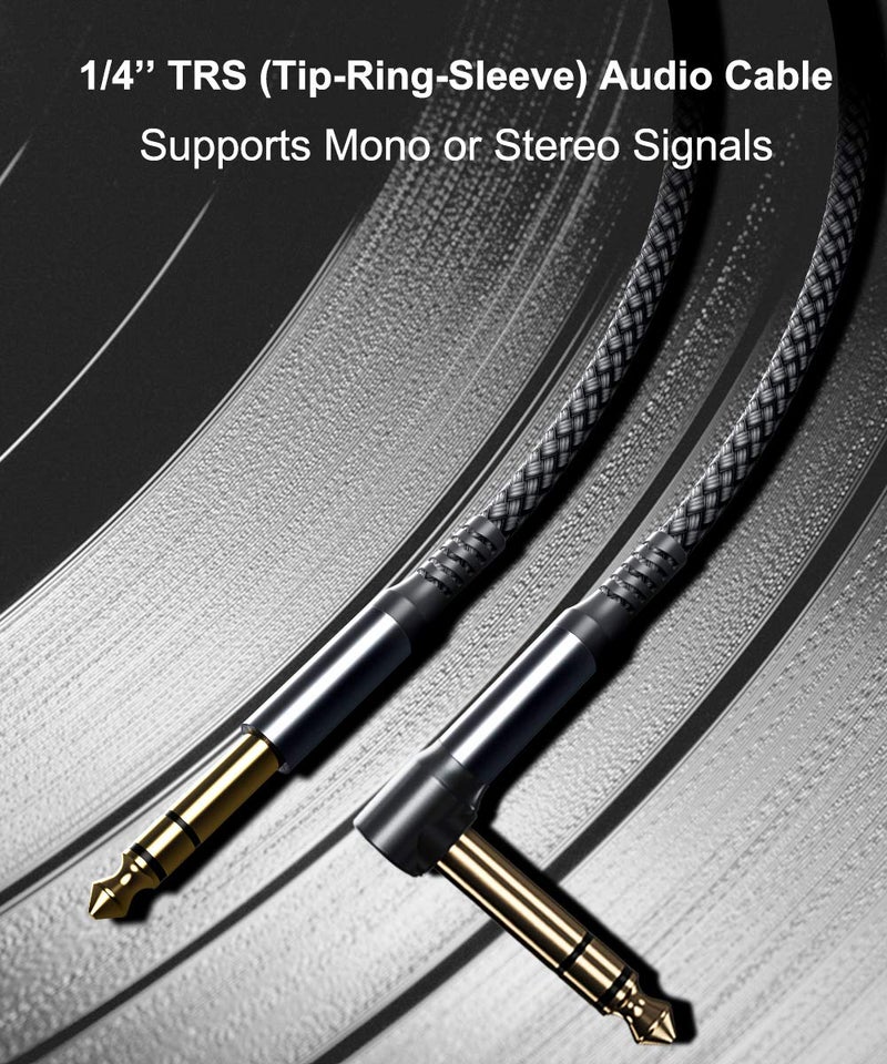 Elebase 1/4 Inch TRS Instrument Cable 15ft 2-Pack,Right-Angled to Straight 6.35mm Male Jack Stereo Audio Cord,6.35 Balanced Interconnect Line for Electric Guitar,Bass,Keyboard,Mixer,Amplifier,Speaker - Image 4
