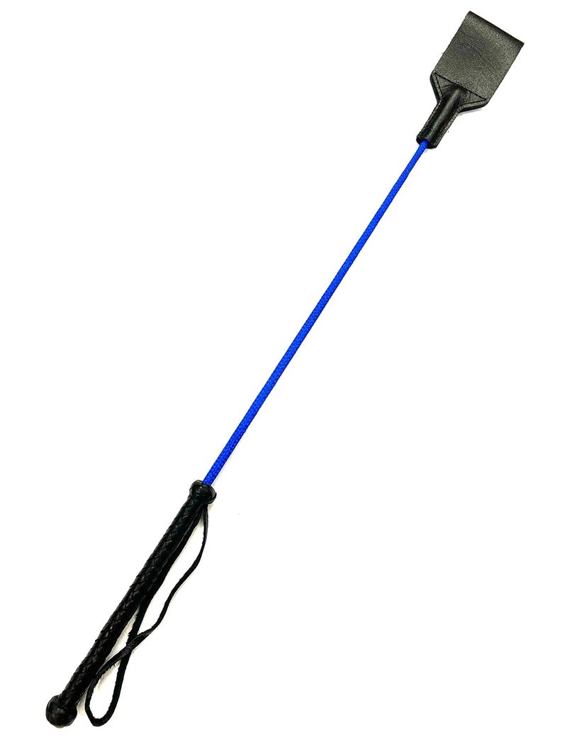 PETS TRIANGLE 25 Inches Leather Horse Riding Stick & Dog Tranining Stick with Stitching Leather Flapper (Blue) - Image 2