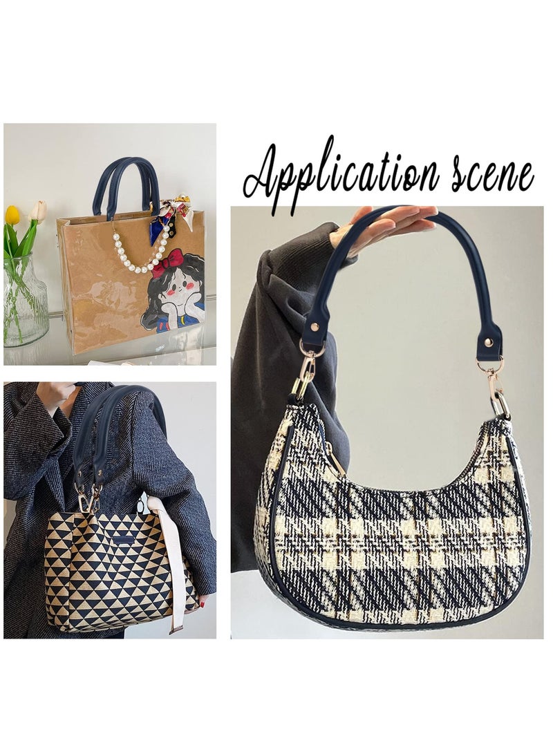 KASTWAVE 2 Pcs Leather Shoulder Bag Replacement Handles, 40cm Leather Replacement Handles with Swivel Lobster Buckles, Suitable for Mini Clutch Purse DIY Bag Accessories (Prussian Blue) - Image 4