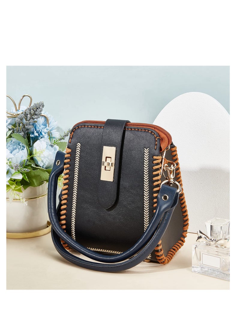 KASTWAVE 2 Pcs Leather Shoulder Bag Replacement Handles, 40cm Leather Replacement Handles with Swivel Lobster Buckles, Suitable for Mini Clutch Purse DIY Bag Accessories (Prussian Blue) - Image 3