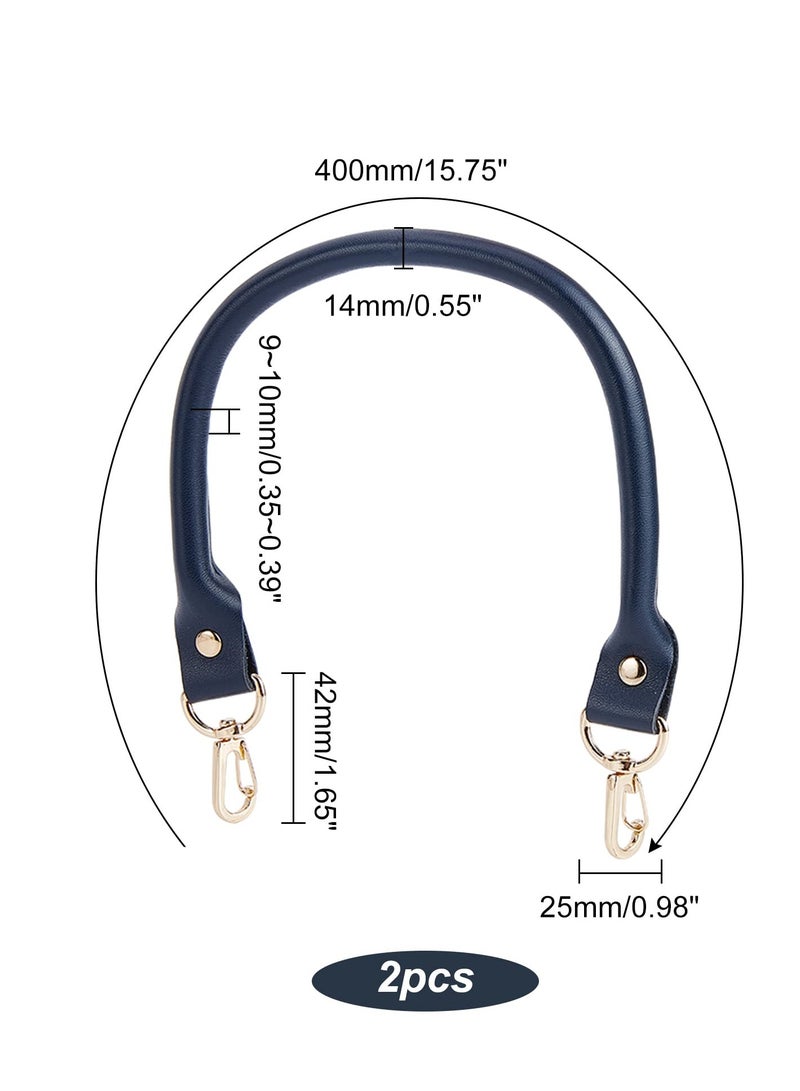 KASTWAVE 2 Pcs Leather Shoulder Bag Replacement Handles, 40cm Leather Replacement Handles with Swivel Lobster Buckles, Suitable for Mini Clutch Purse DIY Bag Accessories (Prussian Blue) - Image 5