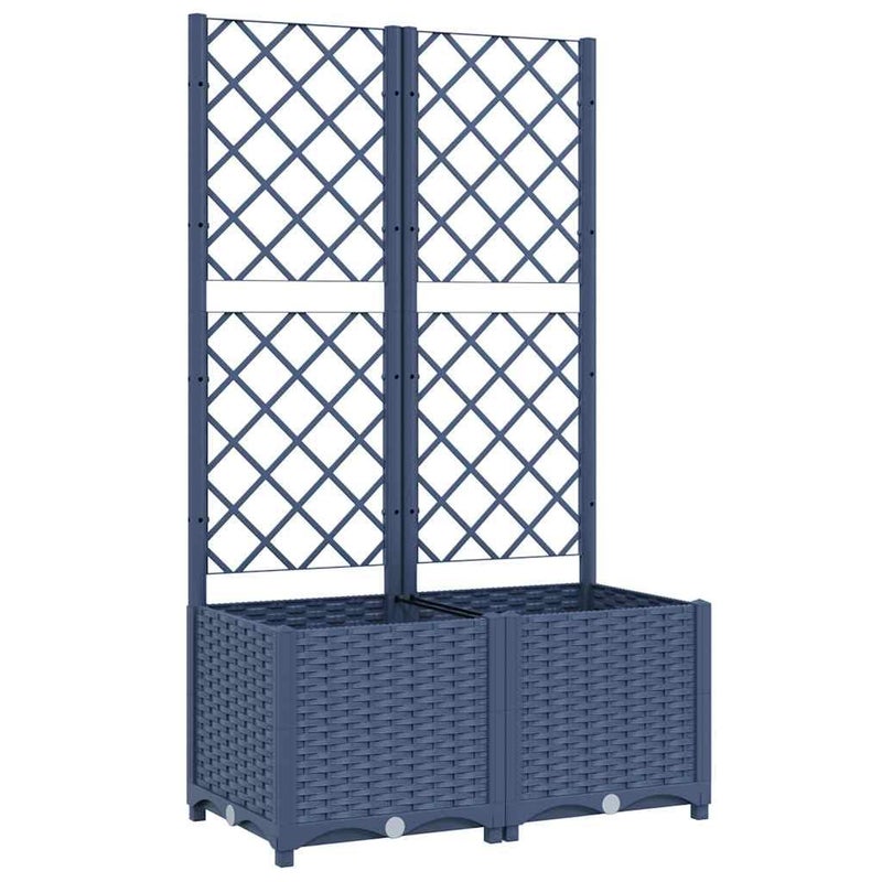 vidaXL Garden Planter with Trellis Blue Grey 315x157x535 PP Modern Planter for Your Garden and Terrace Durable Outdoor Pot Perfect Patio Decor - Image 2