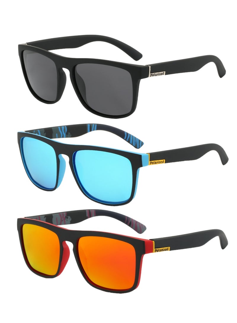 YOUGE 3Pcs Polarized Sunglasses Men's Cycling Glasses Riding Glasses Running Glasses Mountaineering Glasses Driving Glasses Fishing Glasses UV400 Goggles - Image 1