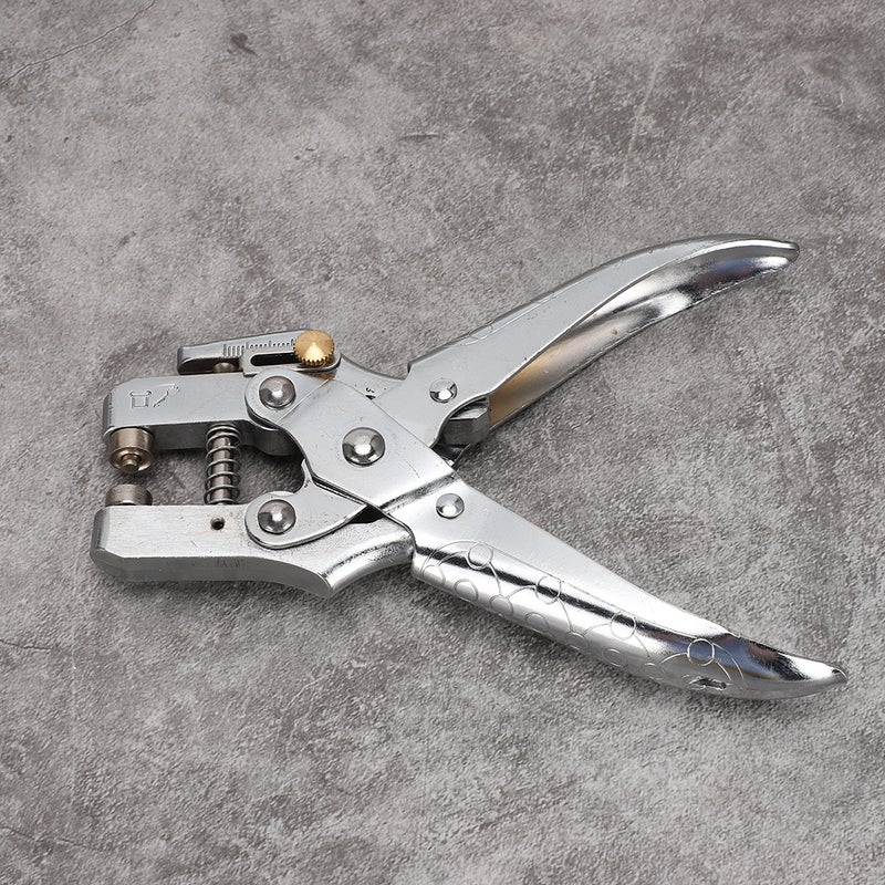 Multi Function Punch Pliers Silver 60# Steel Electroplated Eyelet Hole Punching Tool - Image 1