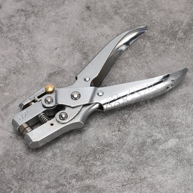 Multi Function Punch Pliers Silver 60# Steel Electroplated Eyelet Hole Punching Tool - Image 2