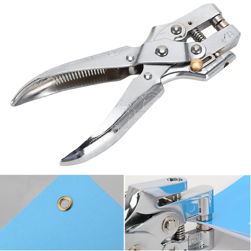 Multi Function Punch Pliers Silver 60# Steel Electroplated Eyelet Hole Punching Tool - Image 4