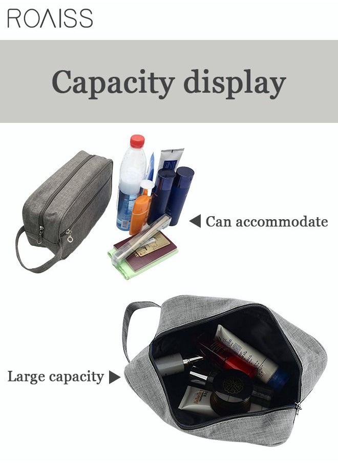 roaiss Outdoor Wash Bag Portable Storage Bag Waterproof Clutch Bag Large Capacity Makeup Cosmetic Handbag Packing Organizers for Men Women Travel Business Trip Grey  - Image 5