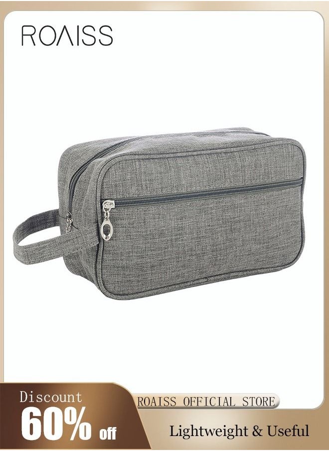 roaiss Outdoor Wash Bag Portable Storage Bag Waterproof Clutch Bag Large Capacity Makeup Cosmetic Handbag Packing Organizers for Men Women Travel Business Trip Grey  - Image 1