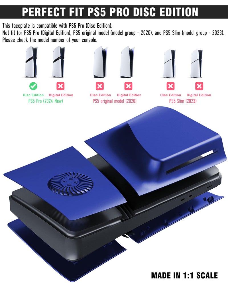 Joso Faceplate for PS5 Pro Disc Edition, Anti-Scratch Dustproof Case Replacement, Cover Skin Fit for PS5 Pro Console (CD-ROM), Plates for PS5 Accessories, Easy Installation - Blue with Vent - Image 4