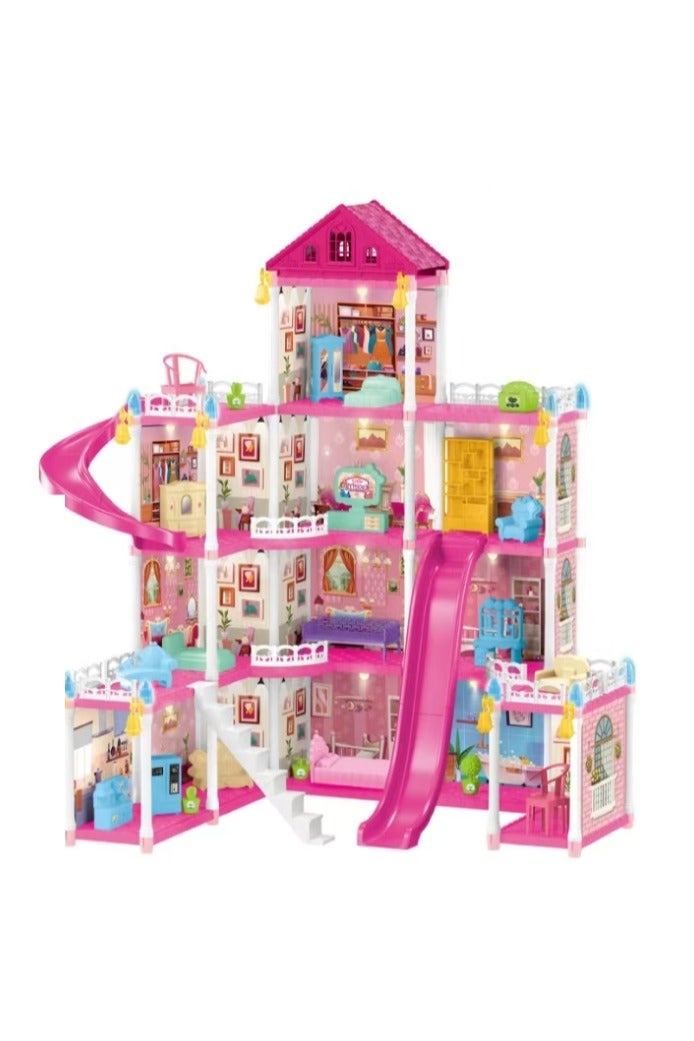 Dream House for Girls Villa Creative Role Play Set 4 Floors 12 Rooms Dollhouse Toddler Playhouse DIY Building Kids Gift for 3-10 Year Old Girls 297 Pieces - Image 1