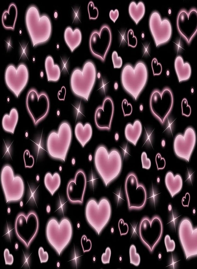 CYLYH 7x5FT Black and Pink Heart Photo Backdrop 90s Background Sweet Women Men Happy Birthday Party Photography Background Studio Props D901 - Image 1