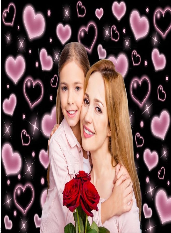 CYLYH 7x5FT Black and Pink Heart Photo Backdrop 90s Background Sweet Women Men Happy Birthday Party Photography Background Studio Props D901 - Image 4