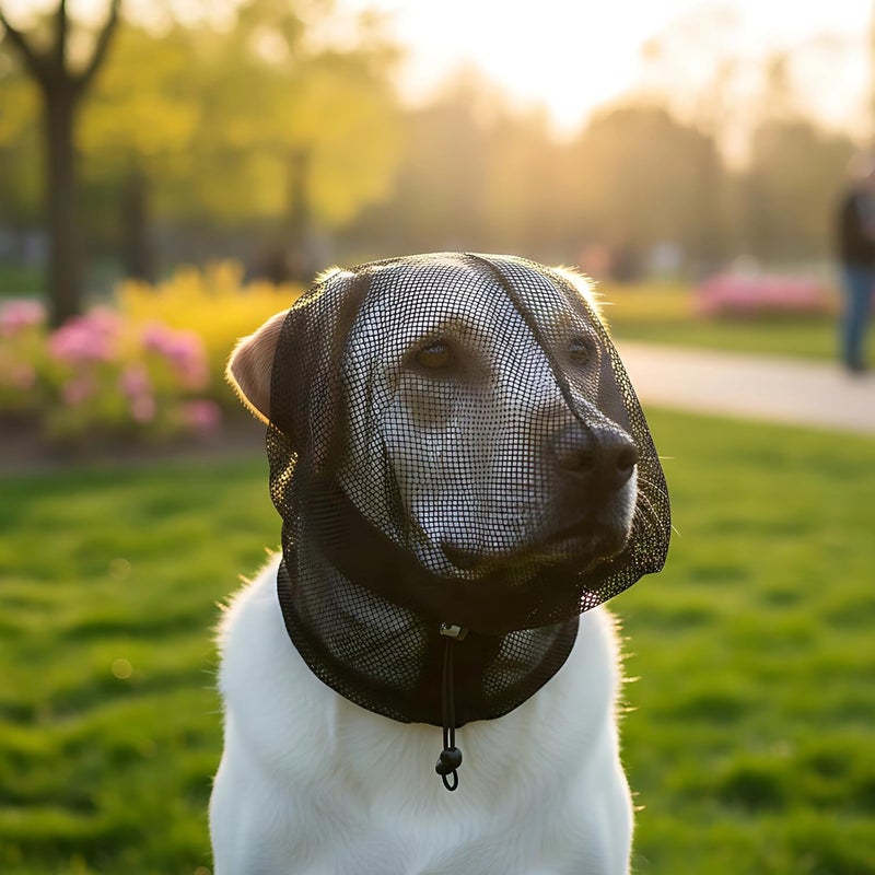 Black XL Dog Face Protector, Polyester Mesh 17.7 X 16.5 in, Blocks Insect Bites and Harmful Substances - Image 2