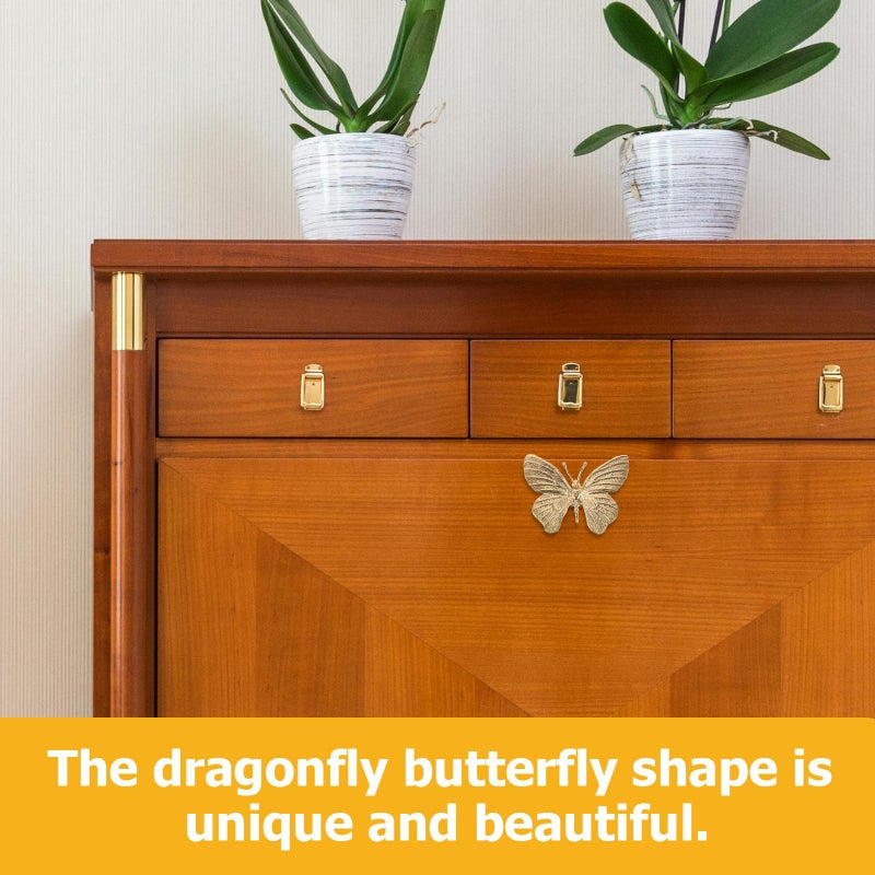 Vintage Brass Butterfly Cabinet Knob Pull Handle for Kitchen Closet Drawer Door - Image 4