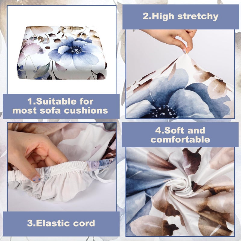 BBSET 8 Pcs Patio Sofa Cushion Cover Blue Sea Outdoor Stretch Sofa Seat Cushions Cover Coastal Beach Replacement Couch Chair Slipcover Flexibility (Sea) - Image 3