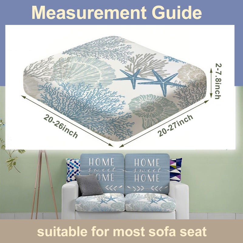 BBSET 8 Pcs Patio Sofa Cushion Cover Blue Sea Outdoor Stretch Sofa Seat Cushions Cover Coastal Beach Replacement Couch Chair Slipcover Flexibility (Sea) - Image 4