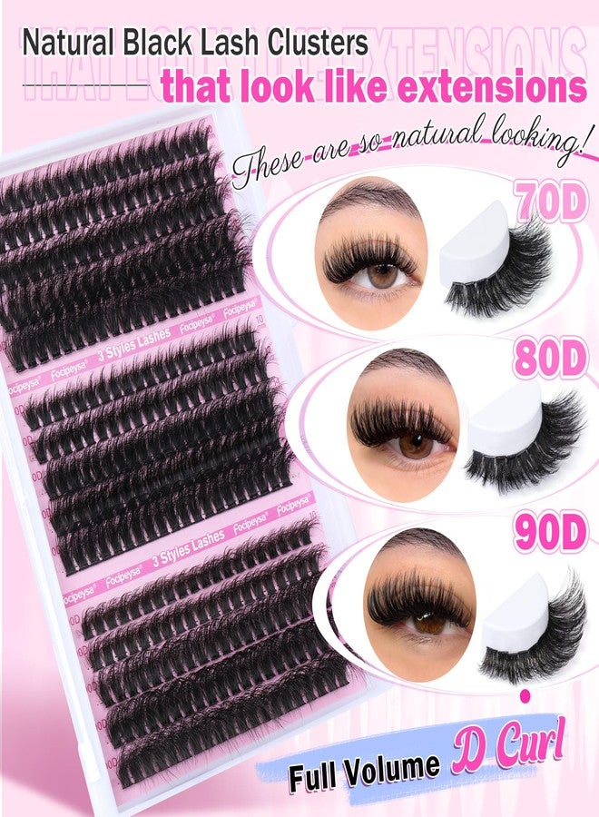 Focipeysa Volume Lash Extension Mink Thick Cluster Eyelash Extensions 10-18mm Lash Clusters Individual Lash Extensions DIY Clusters Lashes Extension at Home by Focipeysa (300pcs-70P+80P+90P 10-18mm) - Image 3