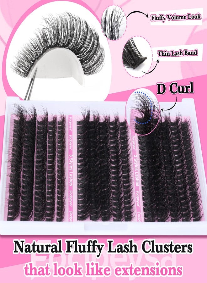 Focipeysa Volume Lash Extension Mink Thick Cluster Eyelash Extensions 10-18mm Lash Clusters Individual Lash Extensions DIY Clusters Lashes Extension at Home by Focipeysa (300pcs-70P+80P+90P 10-18mm) - Image 5