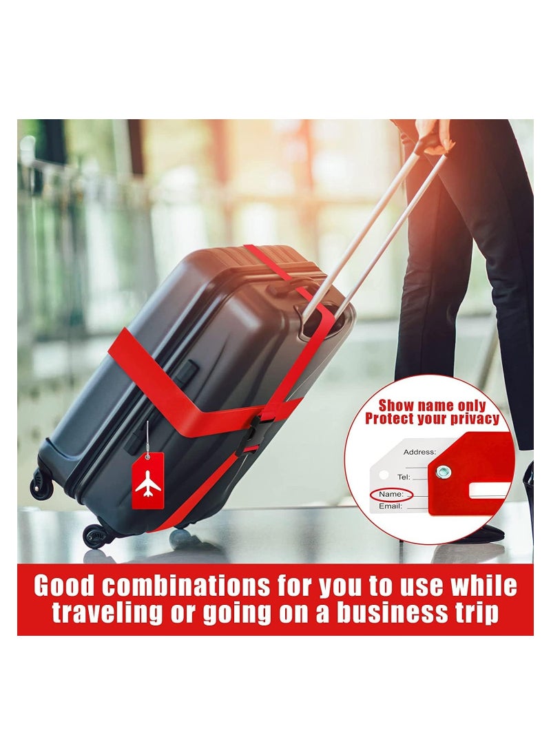NNEWVANTE 2 Pack Luggage Strap Set Adjustable Luggage Strap Silicone Luggage Tag with Name ID for Luggage (Red)  - Image 5