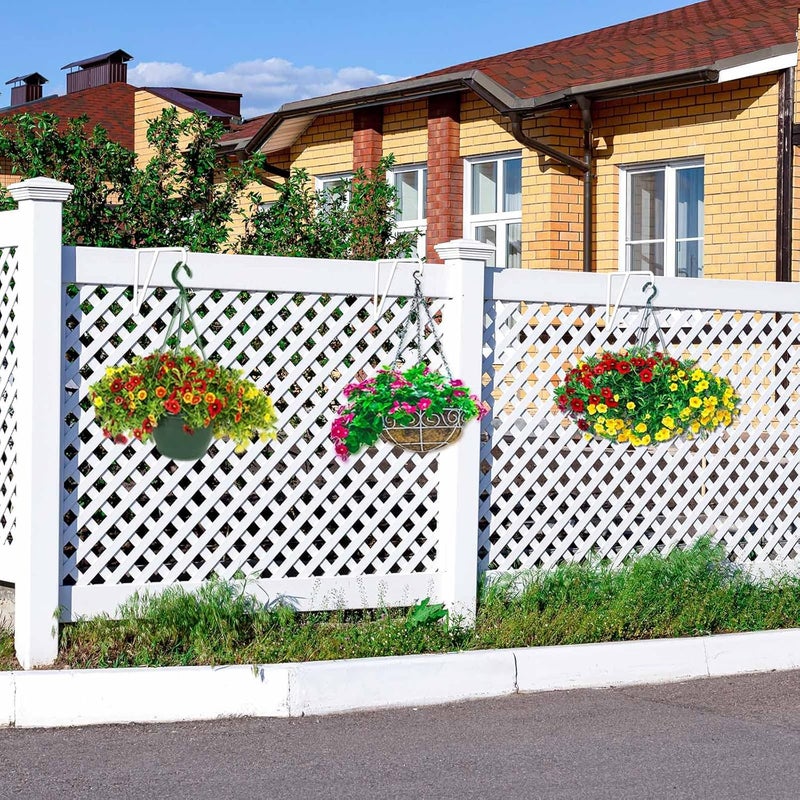 Zacool Vinyl Fence Hooks-4 Pack 5 x 10 Inches Heavy Duty White Patio Hooks Coated Steel Fence Hangers for Hanging Plants Bird Feeders,Lights,Basket,Pool Tools - Image 5
