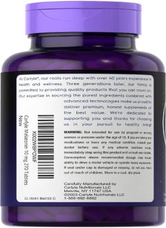 CARLYLE Carlyle Melatonin 10mg | 270 Tablets | with L-Theanine | Vegetarian, Non-GMO, Gluten Free Supplement  - Image 2