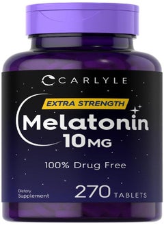 CARLYLE Carlyle Melatonin 10mg | 270 Tablets | with L-Theanine | Vegetarian, Non-GMO, Gluten Free Supplement  - Image 1