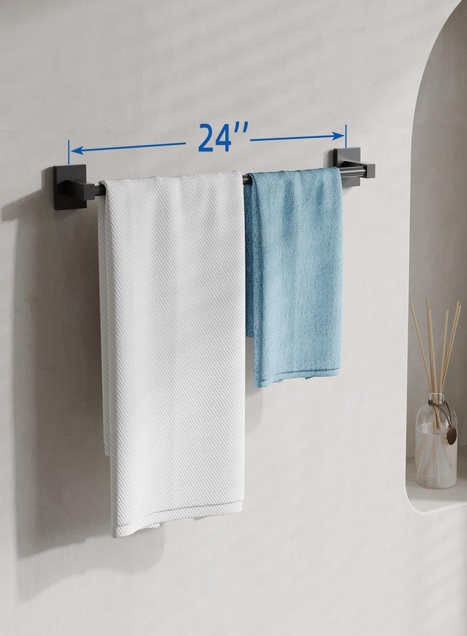 RUACQ Towel Bar 24inch, Towel Racks for Bathroom, 304 Stainless Steel Towel Holder Wall Mounted, Heavy Duty Bathroom Decor Towel Rod (Matte Black) - Image 2