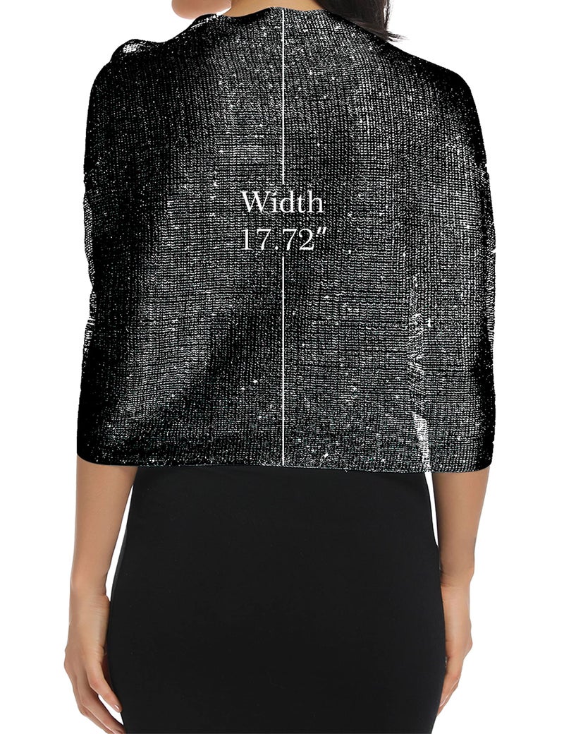 Rheane Shawl Wrap for Women shawls and wraps for evening dresses Black Wedding Guest Dress Formal Wear Silver Wraps Fall Sheer 2023 Dressy Trendy Scarf (Black with Silver Glitter) - Image 4