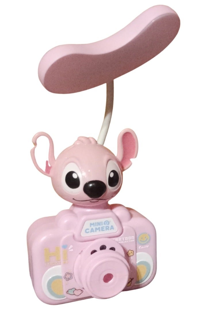 مصباح طاولة للأطفال مع بروجكتر LED – عرض ضوئي ملون، تصميم كرتوني ظريف، يعمل بكابل USB، لون وردي - Image 2