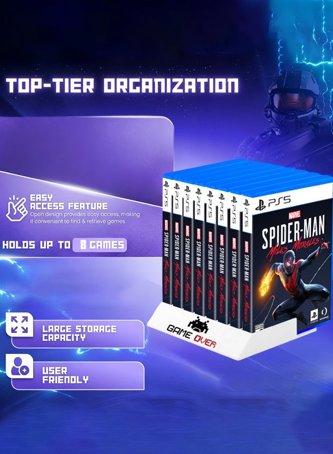 White Game Organizer,Universal Video Game Storage Tower For Ps5, Ps4, Ps3, Nintendo Switch, Xbox One, Xbox Series S/X - White Video Game Holder Organizer Stand With 8 Cd Case Storage,Playstation Disk Organizer Stand Base,Dust Cover, Cartridge Holder For Organizing & Displaying - Image 5