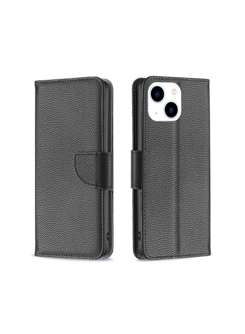 vesus For iPhone 15 Litchi Texture Pure Color Flip Leather Phone Case