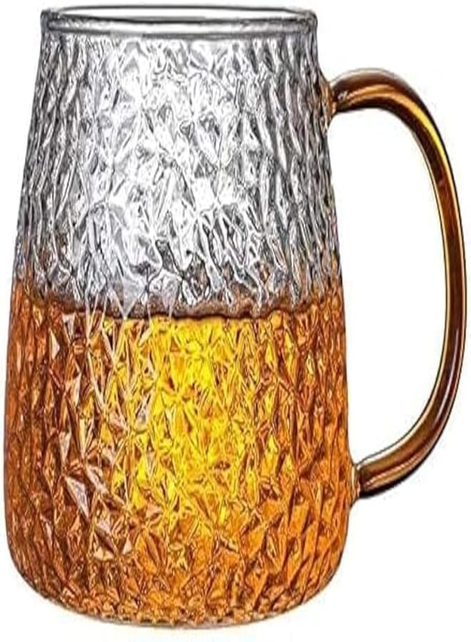 Spaceshoop Glass Tea Coffee Mug 450 ml with Golden Handle, Glass Cup, Milk, Chocolate and Beverage, Mocha, Cappuccino, Tea and Water, Clear Drinking Cups, 1 Piece