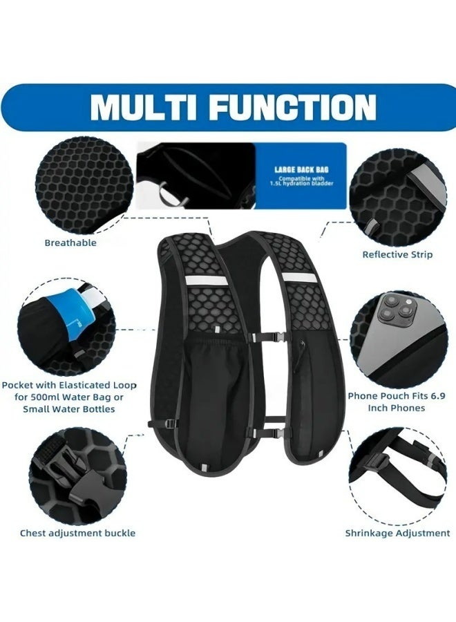Running Hydration Vest Breathable Adjustable Runner Rucksack Water Pack Lightweight for Camping Biking Jogging Mountaineering - Image 5