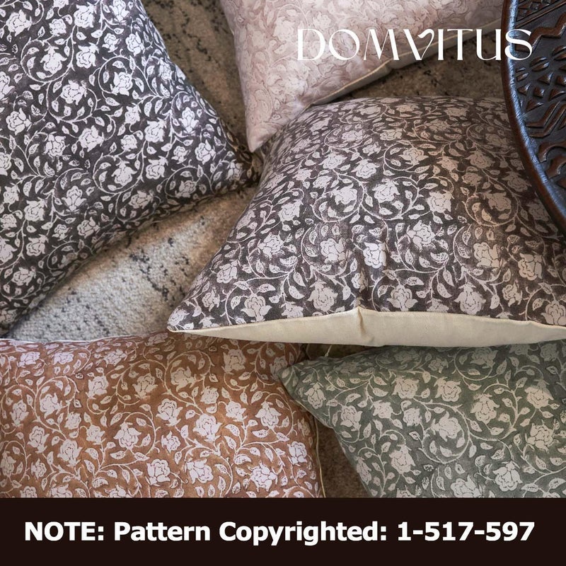 DOMVITUS Floral Pillow Covers, 14x36 Lumbar Pillow Cover, Block Print Pillow Cover, Decorative Neutral Accent Throw Pillow Covers for Bedroom Living Room, 1PC, Taupe - Image 5