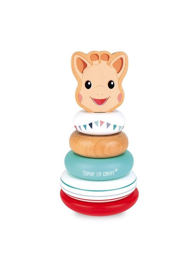 Janod Sophie La Girafe 6 Pc Wooden Stackable Rolypoly Toy Ages 12+ Months J09501 - Image 2