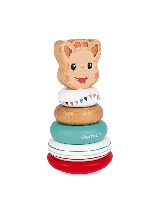 Janod Sophie La Girafe 6 Pc Wooden Stackable Rolypoly Toy Ages 12+ Months J09501 - Image 4