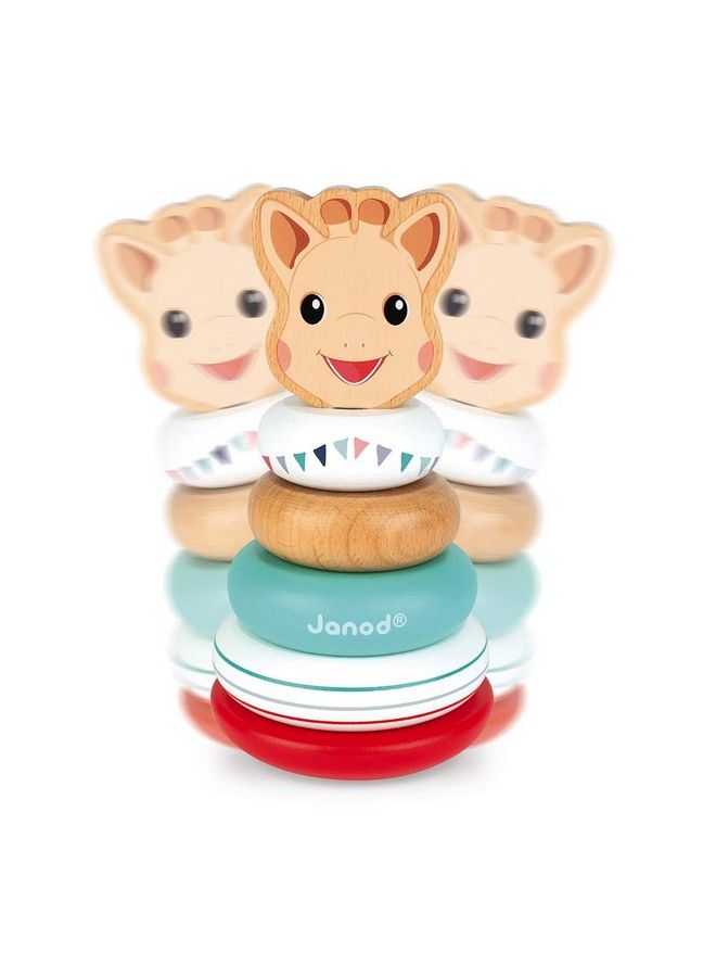 Janod Sophie La Girafe 6 Pc Wooden Stackable Rolypoly Toy Ages 12+ Months J09501 - Image 3