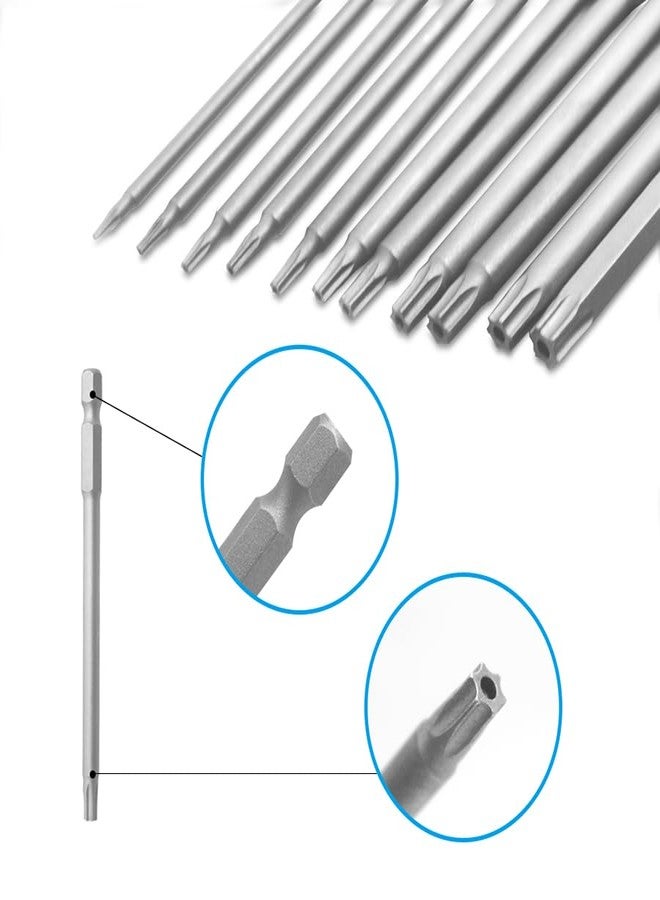 YuCool 11 Pcs Torx Head Screwdriver Bit Set,YuCool 1/4" Hex Shank T5-T40 100mm Length, S2 Steel Magnetic Security Tamper Proof Screwdriver Drill Tool Kit with 1 Manual Handle - Image 4