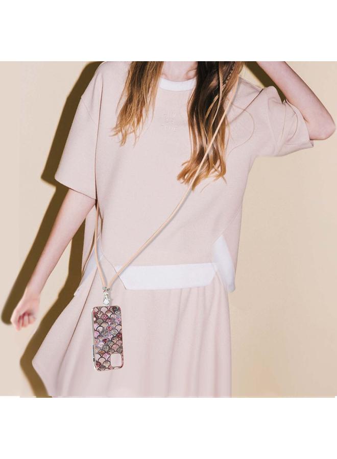 زبون جراب لهاتف iPhone 13 Pro Max بنمط طلاء كهربائي IMD TPU مقاوم للصدمات مع حبل للرقبة - Image 4