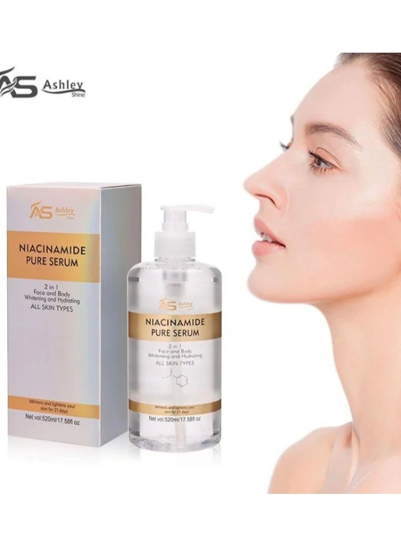 Ashley Ashley Shine Niacinamide Pure Serum 2 in 1 Face & Body Whitening and Hydrating Skin 520ml - Image 2