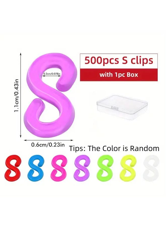 500pcs Vintage Style S Clips Set Plastic Rubber Band Connectors For Jewelry Making - Image 1