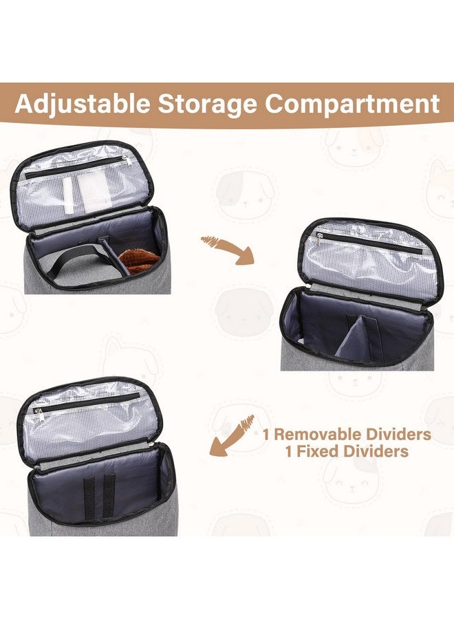 موسيسو حقيبة سفر للكلاب من موسيسو، حقيبة ظهر لتنظيم إكسسوارات الحيوانات الأليفة معتمدة من شركات الطيران، حقيبة ظهر متعددة الجيوب لتخزين مستلزمات الحيوانات الأليفة مع سلتين لطعام الكلاب للسفر في عطلة نهاية الأسبوع، باللون الرمادي - Image 3