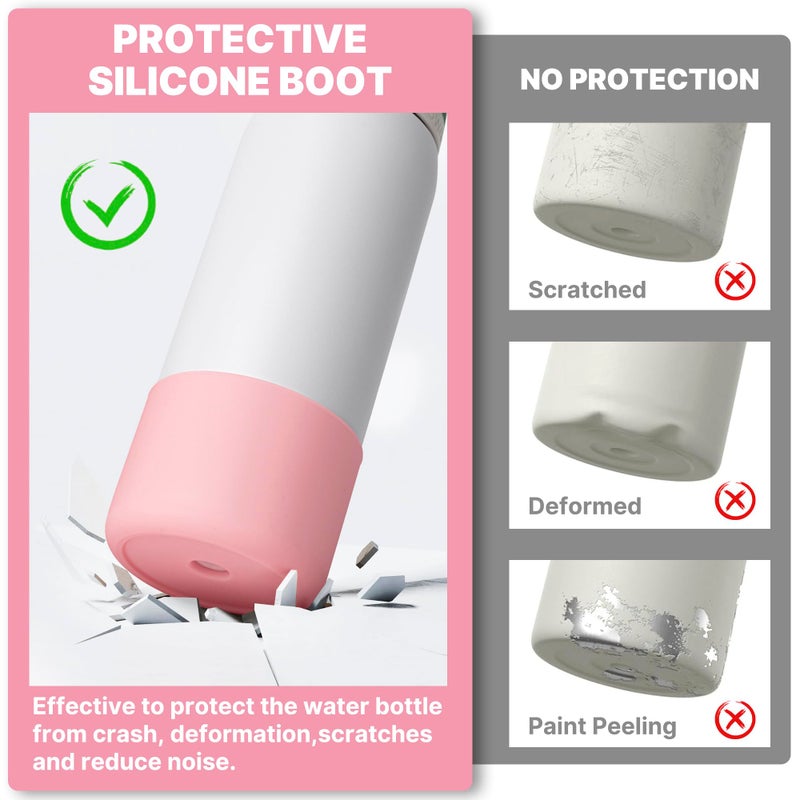 Diumepo Silicone Boot for 32 oz Owala Water Bottles, Anti-Slip Protective Sleeve for Owala Twist & FreeSip & Flip Insulated Water Bottle, Boot Bottom Base for Owala (Pink) - Image 3